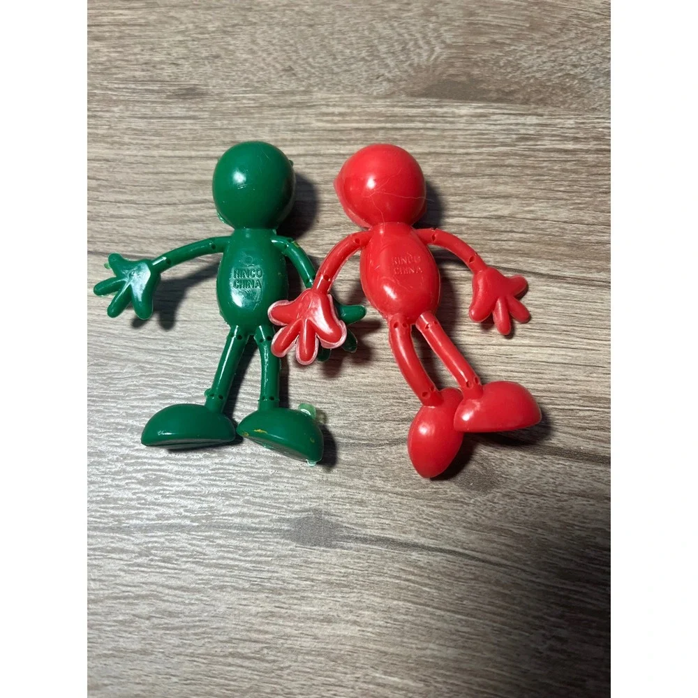 Funny Figures Toy‎ Lot Green Red Bendable Poseable Kids Play Fun